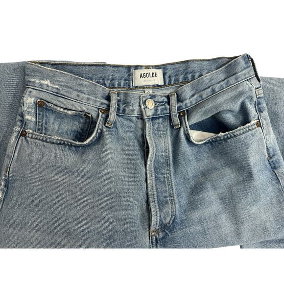 AGOLDE 90'S Crop Mid Rise Straight 100% Cotton size 25 Button Fly - Picture 4 of 9